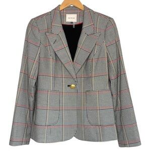 COURT & ROWE Houndstooth Single-Button Blazer White Black Camel Red
